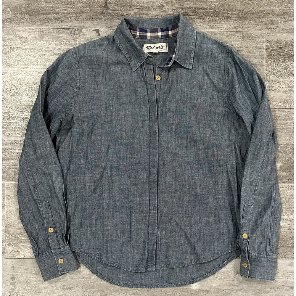 Madewell Womens Gray Button Up Shirt Long Sleeve Size XS 100% Cotton